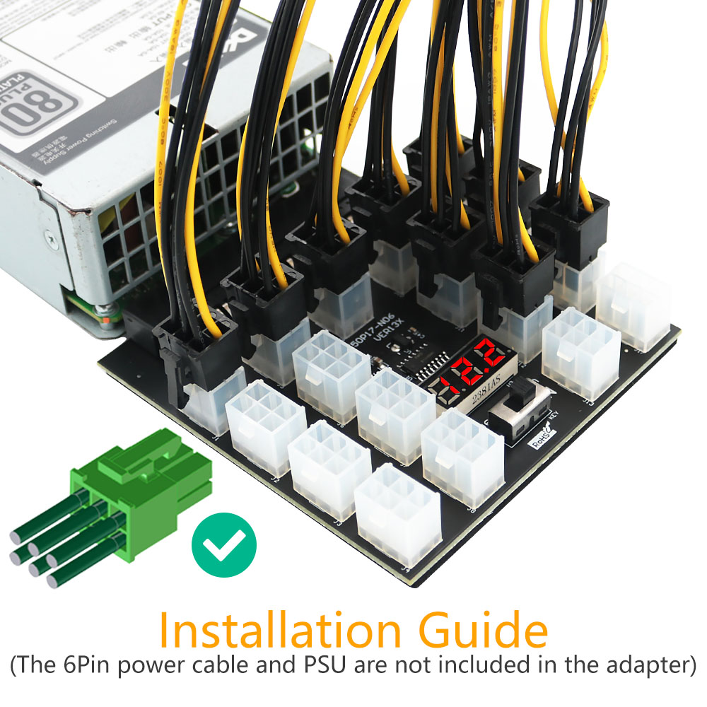 PCI-E 12V 50Pin do ATX 17 x 6P – 2400W Server Psu Breakout Board recenzja i cena